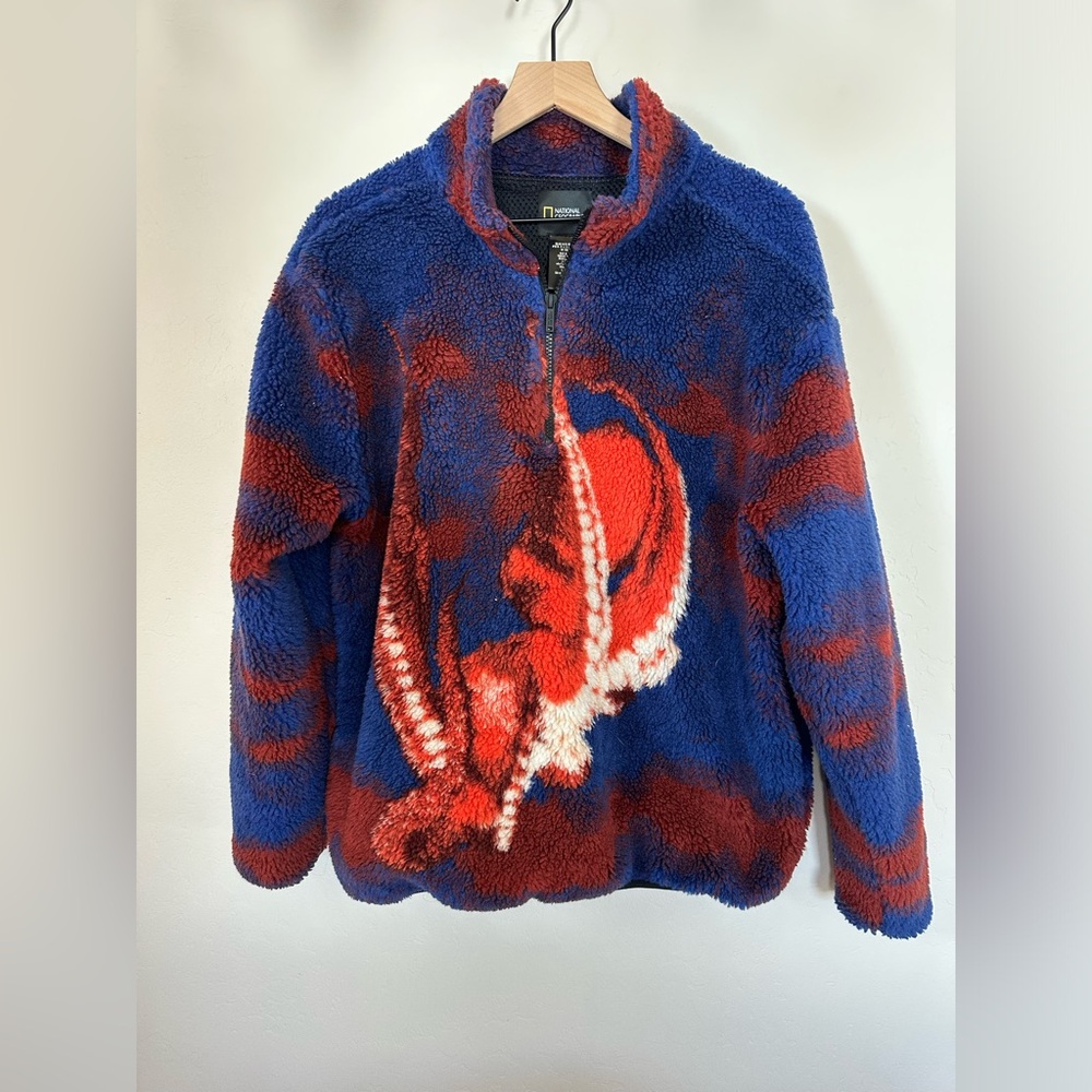 National Geographic Octopus 1/4 Zip Pile Fleece Jacket Adult Size M